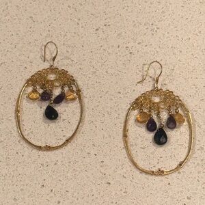 Elegant Gold and Brown Dangle Earrings